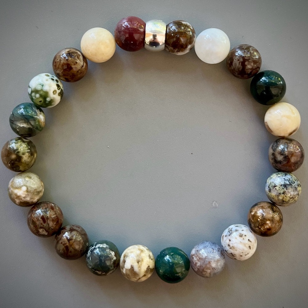 Ocean Jasper Handcrafted Bead Bracelet - Picture 4 of 7
